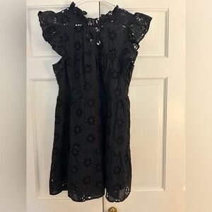 Aura the Label Black cotton eyelet mini dress NWOT